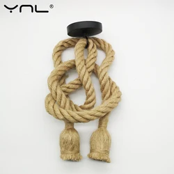 Vintage Hemp Rope Pendant Lights 5M 4M 3M 2M 1M Loft Retro Industrial Lighting Decor Hanging Lamp E27 110V 220V For Restaurant