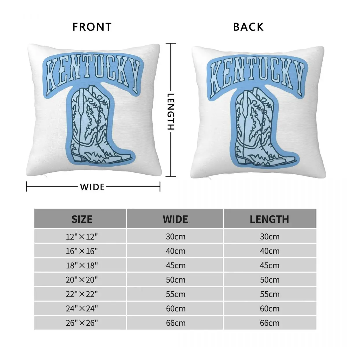 University Of Kentucky Blue Cowboy Boots Square Pillowcase Polyester Linen Velvet Pattern Zip Decorative Pillow Case Sofa Cover