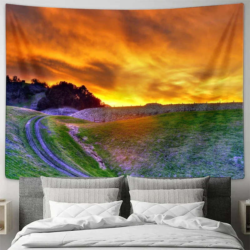 

Pastoral Scenery in the Glow of Sunset - A Picturesque Natural Landscape Tapestry