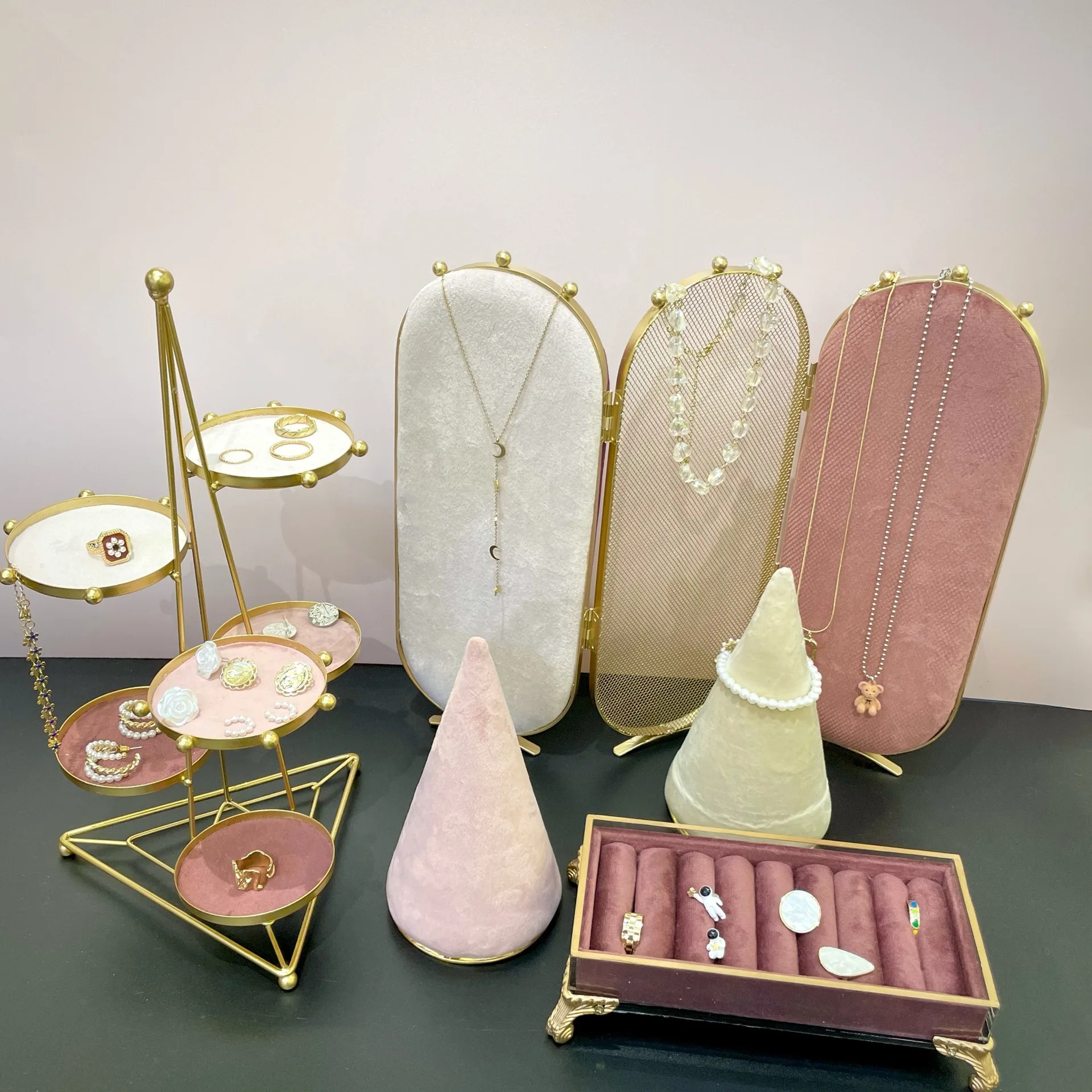 Necklace jewelry display stalls commercial household vertical creative jewelry ring tray stud earrings earrings box shelf