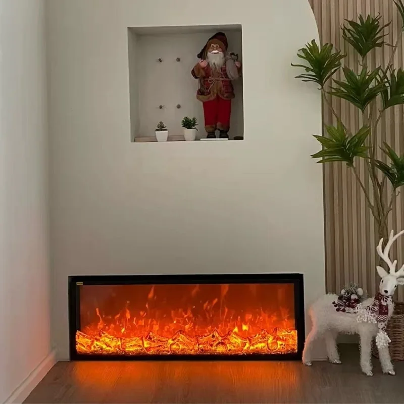 1000 1200 1500mm Long Indoor 3d Flame Decor Electric Fireplace Custom Made Black Wall Mount Electric Fireplace