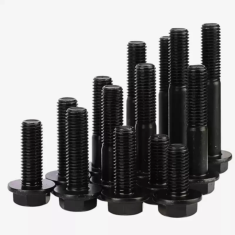 M10 M12 M14 M16 Grade 10.9 Black Carbon Steel Fine Thread Hexagon Head Flange Cap Screw Hex Washer Head Bolts  Pitch 1.25/1.5mm