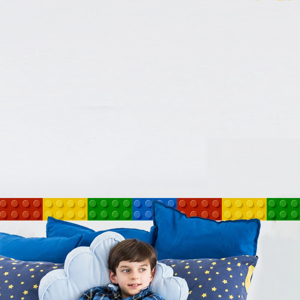 3D Blocks Wallpaper For Kids Room School Decor PVC Wall Sticker Borders DIY Vinyl,Children Teen Classroom Adhesive Wallpaper