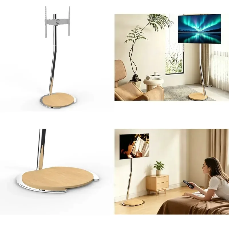 Heavy Duty Stable Removable TV Floor Stand Height Adjustable Mobile Cart with Wheel Base