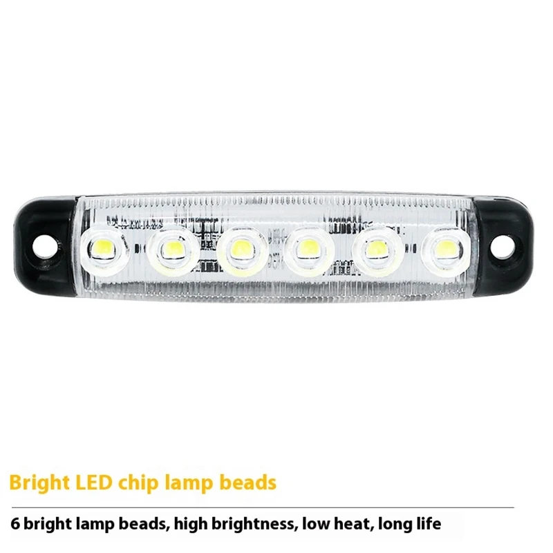 2PCS 12V/24V 6 Led Side Waterproof Marker Indicator Car Lights Front Rear for Trucks Cab RV Trailer image 3