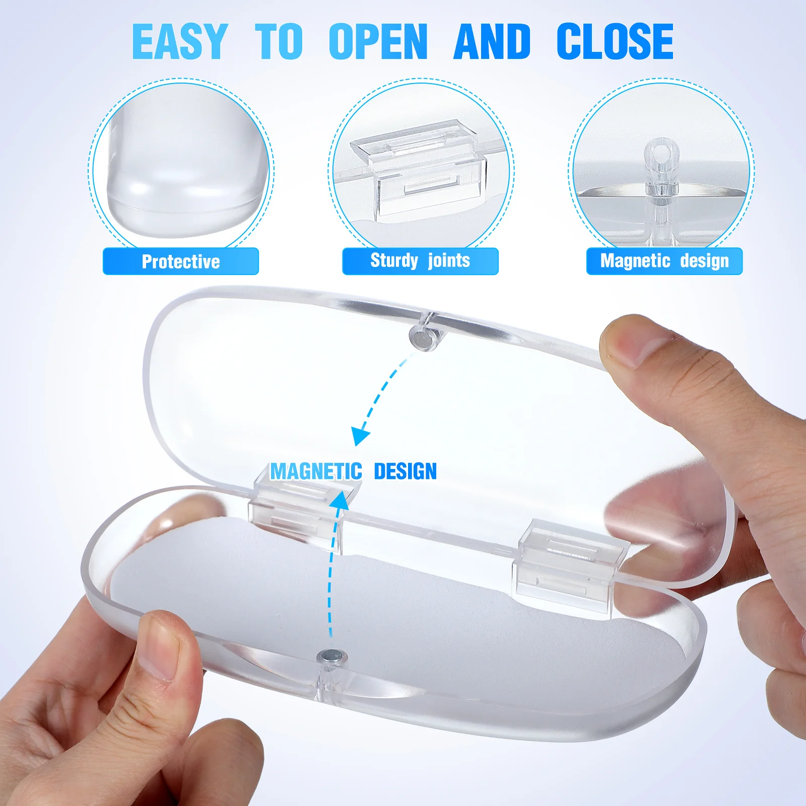 3 pcs Glasses Case Frosted Plastic Portable Lightweight Eyeglass Storage Box Travel Protection Pvc Spectacle Holder