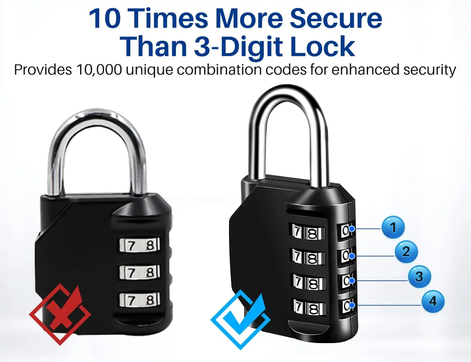 2Pack Combination Lock Resettable 4 Digit Padlock with Combination, Waterproof and Heavy Duty Combination Padlock Outdoor for Sc