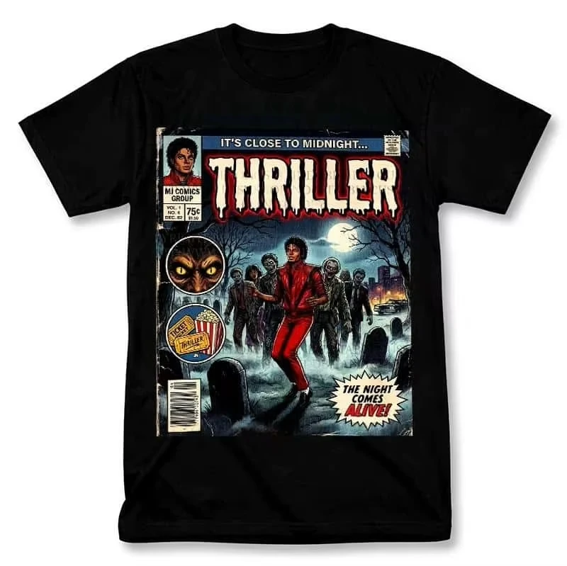 2026 new Michael Jackson Retro Pattern T-Shirt for Movie Lovers - Summer Men's and Women's Universal Street Style Y2K