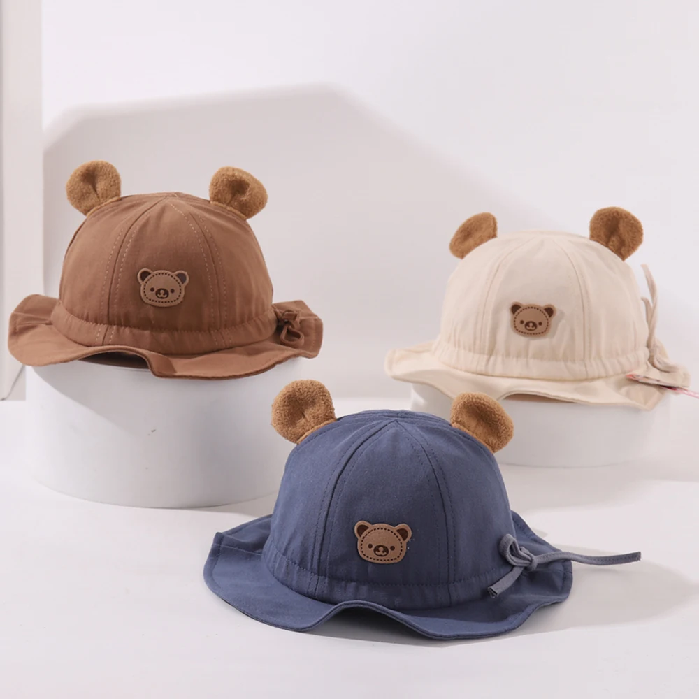 

Baby Bucket Hats Spring And Autumn Bear Fisherman Hats Children's Sunblock Caps Boys & Girls Summer Thin Sun Cap