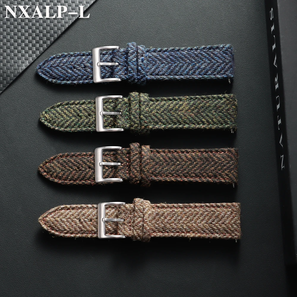 تويد النايلون نسج حزام جلد طبيعي حزام الساعات 18 مللي متر 20 مللي متر 22 مللي متر لأوميغا ل Seiko Smartwatch معصمه الإفراج السريع سوار