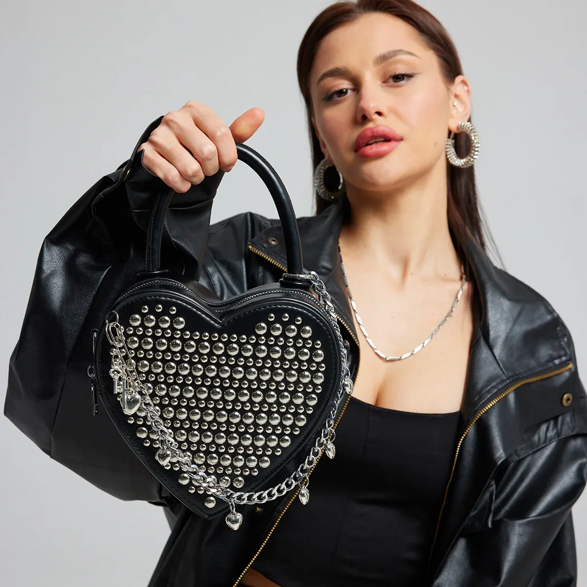 

Love Heart Shaped Bag High Quality Leather Shiny Burgundy Purse Fashion Luxury Shoulder Crossbody Ladies Marry Party Wallet