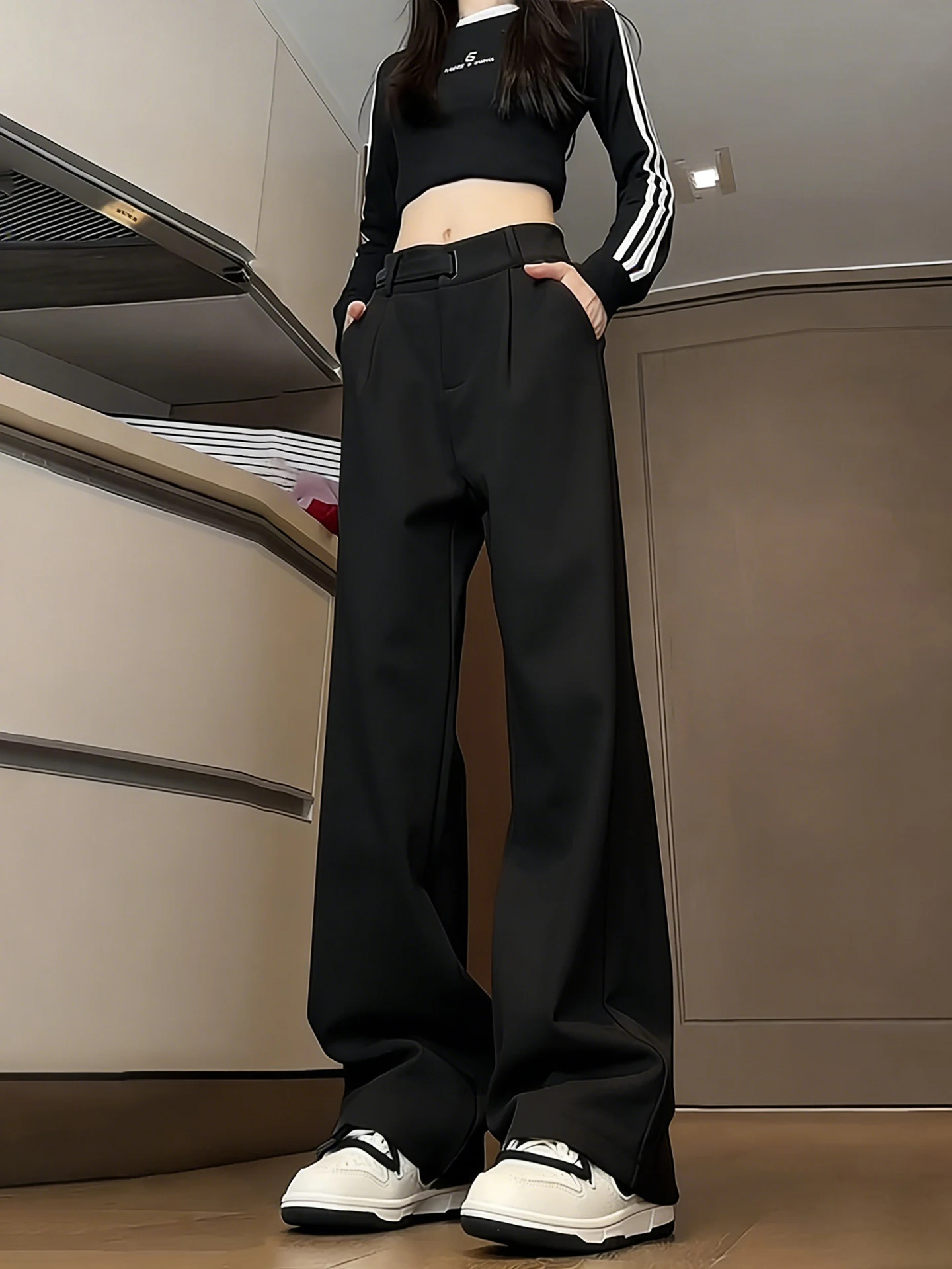 

Bla Woolen Trousers Men's Winter Fce Lined Straight Leg Suit Pants Casual Flared West Pants Cleanfit Polyester Fiber