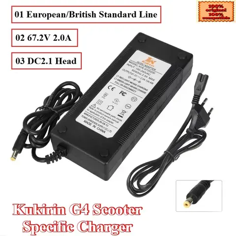 Suitable for Kukirin G4 Scooter Charger 67.2V 2.0A DC2.1 European Standard Power Adapter Universal Accessories