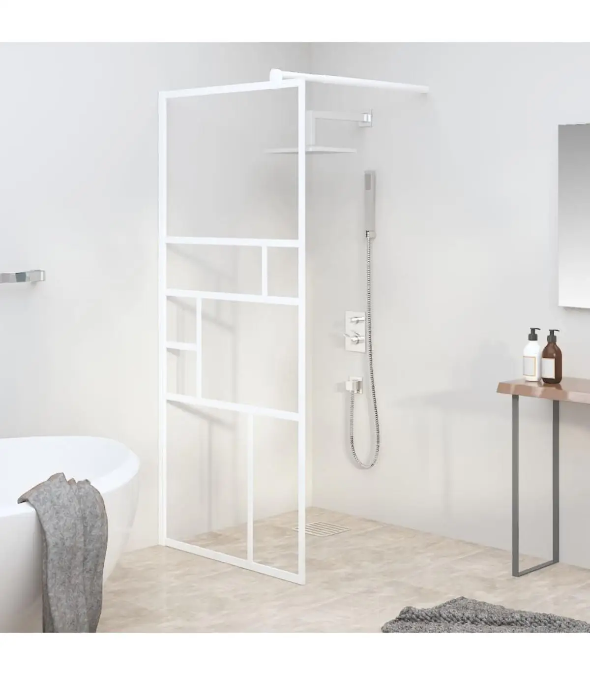 Shower walls and partitions accessible shower screen glass ESG White 90x195 cm