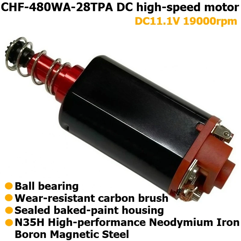 480 DC Motor N35H Neodymium Iron Boron Magnet Steel, Long Shaft, High-speed Motor 11.1V 19000 Rpm