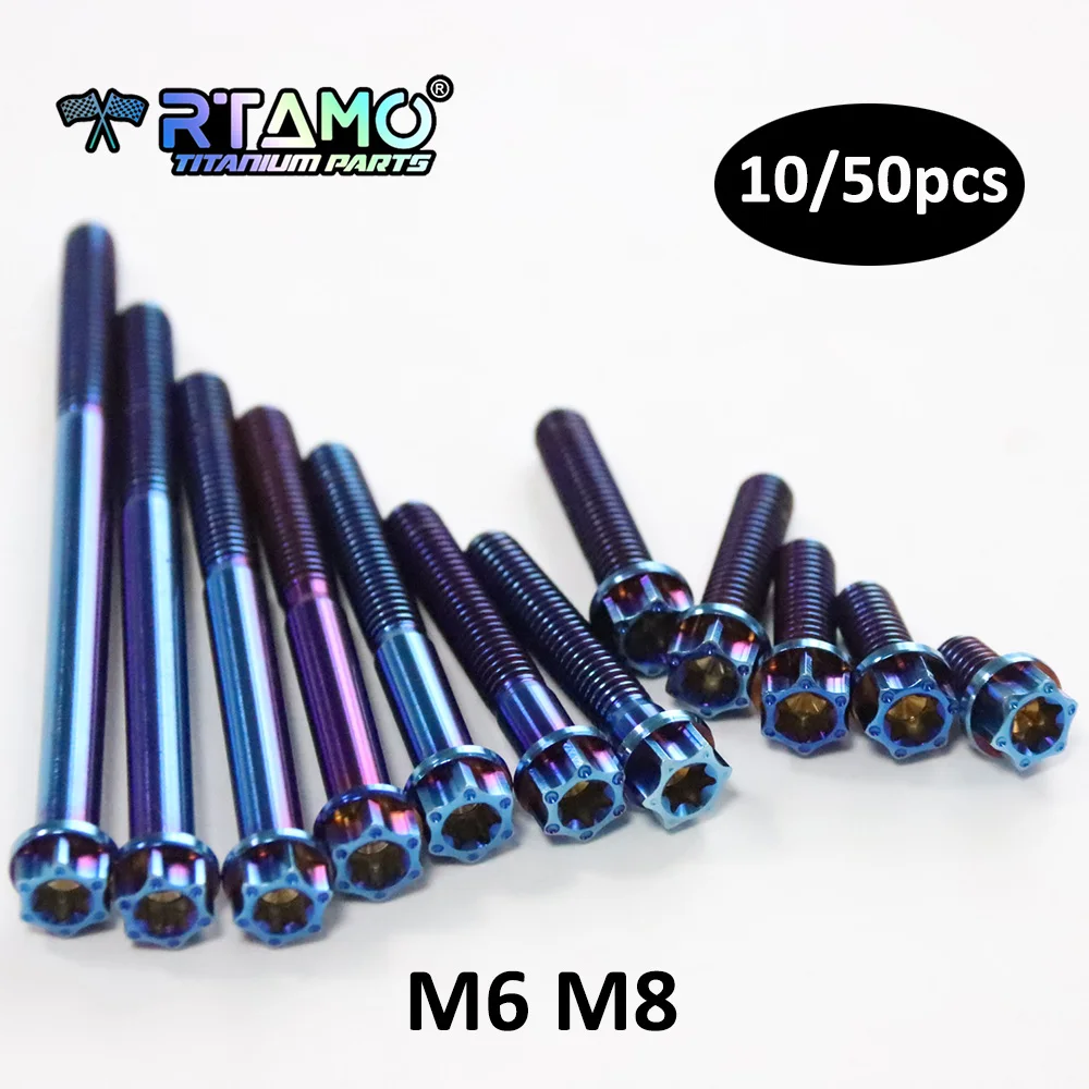 

RTAMO оптовая продажа титановые болты M6 M8X15/20/25/30/35/40/50 мм 10/50 шт. модификационный винт для велосипеда и мотоцикла