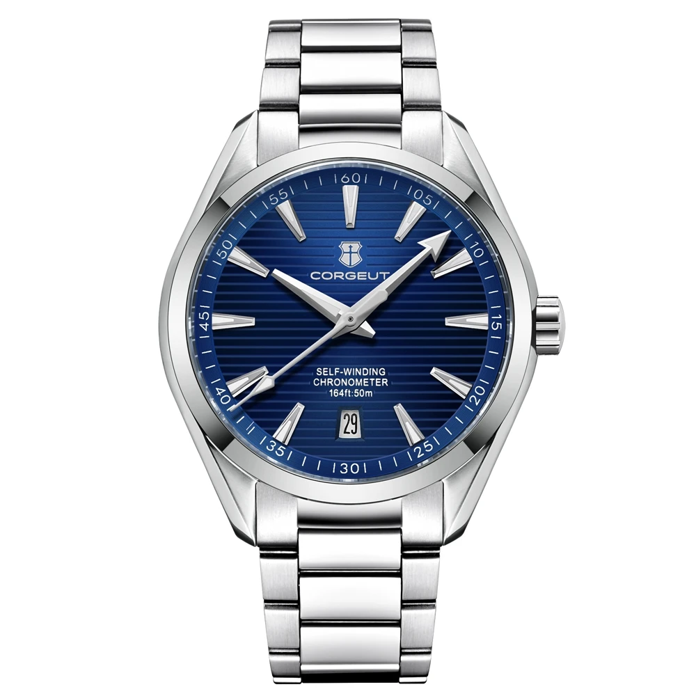 Luxury Corgeut 41mm Man Sport Clock NH35 Automatic Relogio Masculino Mechanical Wristwatch Date Sapphire Steel Band Men's Watch
