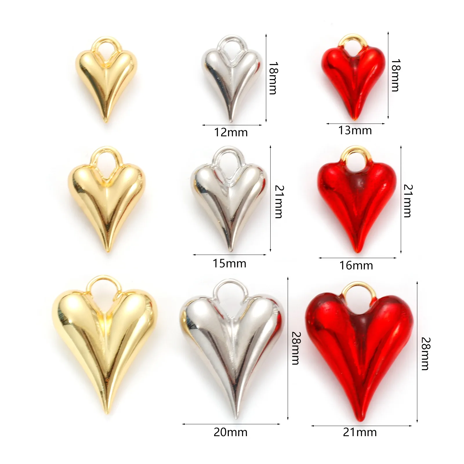 1PC Brass 3D Pointed Heart Charms Multicolor Enamel Heart Pendants DIY Earrings Necklace Jewelry Findings Wholesale Available