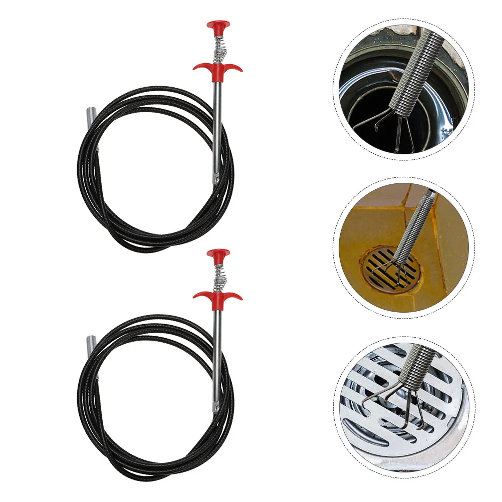2Pcs Pipeline Dredge Hook Cleaner Flexible Grabber Tool Easy Use Drain Remover Cleaning Tool for Toilet Kitchen Bathroom Sinks