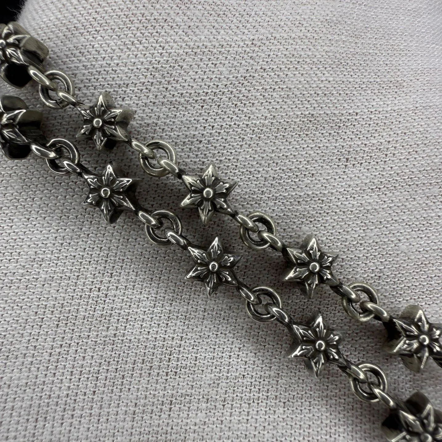 Korean Style Hip-Hop 925 Sterling Silver Six-Pointed Star Bracelet for Men and Women, Trendy Retro Simple Punk Style Jewelry