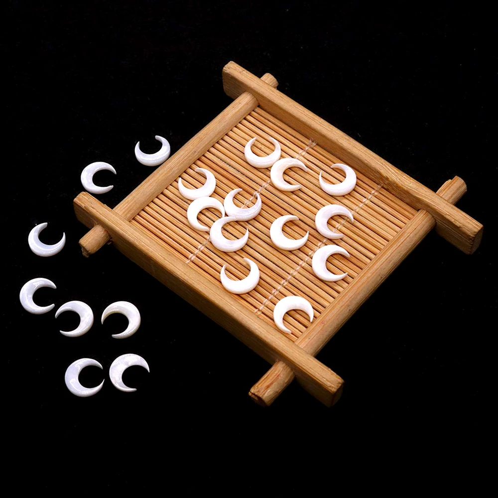 Natural Freshwater Shell Beads Moon Shape White Shell No Hole Loose Beads for Jewelry Making DIY Necklace Earring Accessories