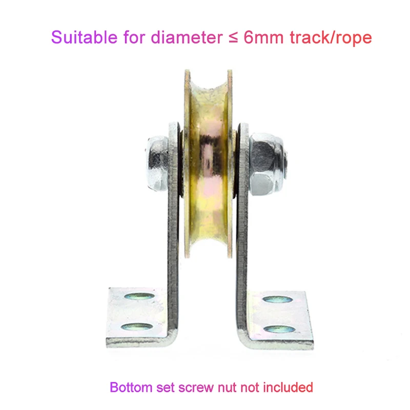 1Set Bracket Pulley 6mm Wire Rope Pulley Fixed Roller Over-line Hanging Wheel Guide Wheel U Wheel 6.4*32*8