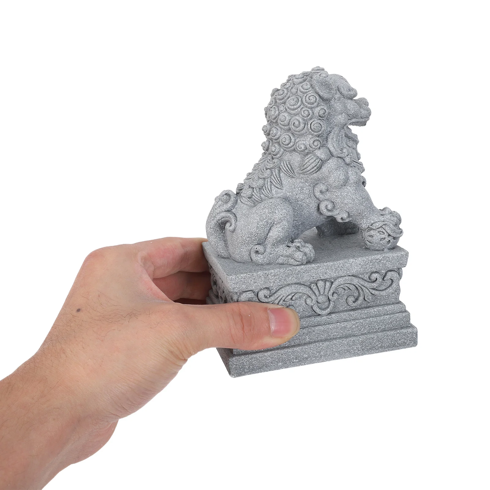 

2pcs Chinese Mini Stone Lion Statues Realistic Guardian Lion Pair For Bonsai Garden Decor Asian Style Home Office Entryway