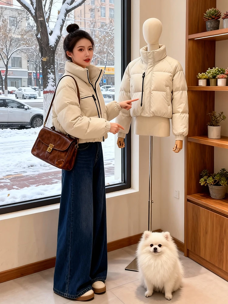   Thiened Cappotto invernale da donna Piumino in cotone trapuntato Faionable Jaet Coreano Sle Pendolarismo Vestibilità ampia Cerniera