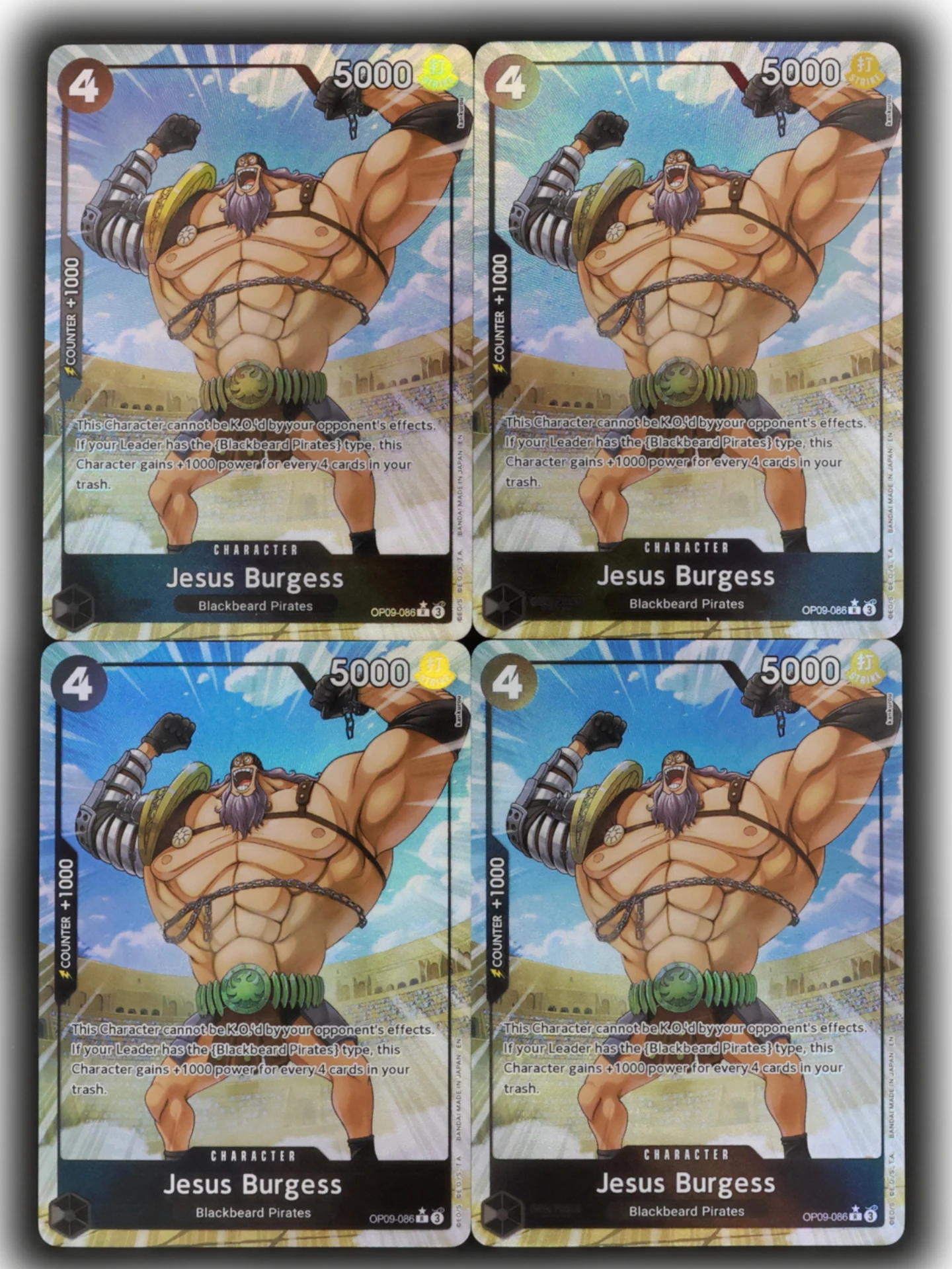 One Piece TCG OPCG Englisch OP09-086 Burgess Regular Alt Art Karte 4 Cost Black Burgess Texturierte Folienkarte Anime Sammelkarte