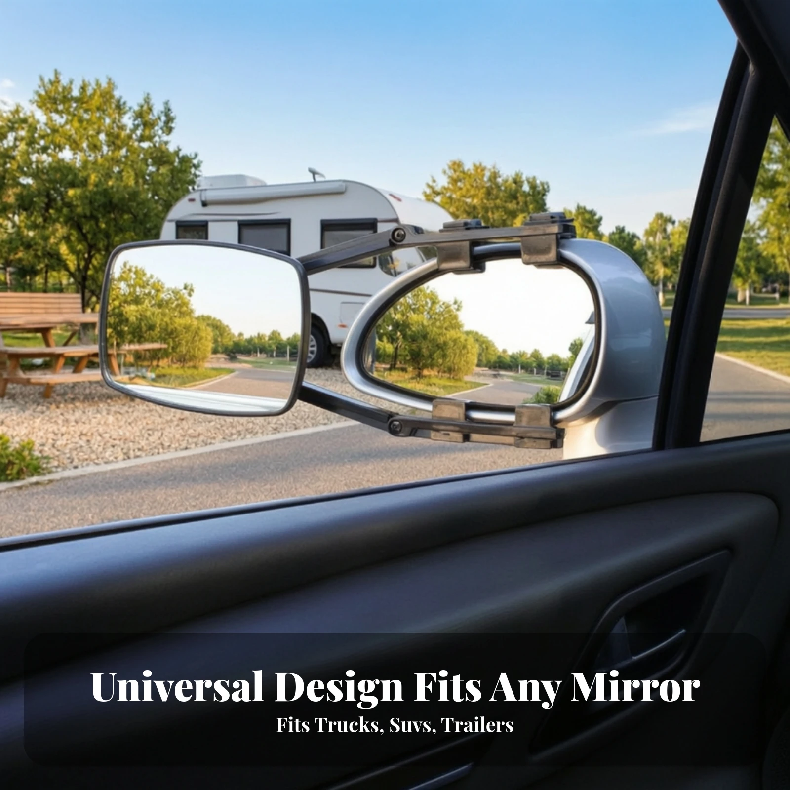 Extension Rearview Mirror Tooltool-Less Towing Mirror with Adjustable Arm Tow Mirrors Stable Wide-Angle for Drivers, RV
