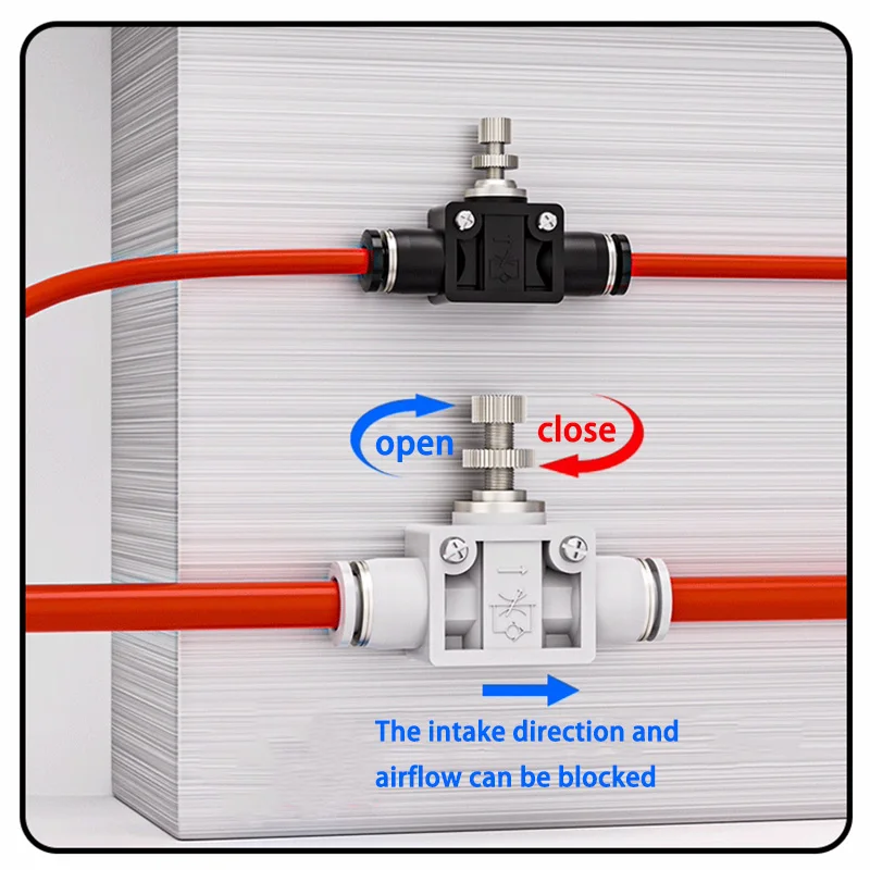 1 قطعة T-شكل SA تركيب هوائي 4 مللي متر 6 مللي متر 8 مللي متر 10 مللي متر 12 مللي متر اتصال سريع سرعة الهواء تنظيم الضغط صمام الخانق الأبيض