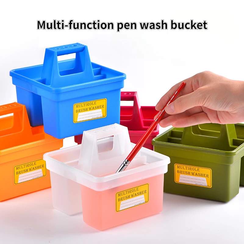 

Multi-function Pen Wash Bucket Square Portable Acrylic/gouache/watercolor Pencil Holder Outdoor Sketching Pen Storage Supplies