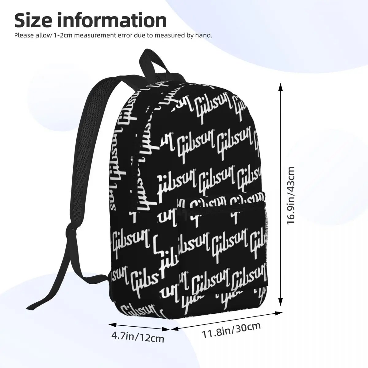Guitar Gibson Logo Backpack Boys Girls BookBag Children School Bag Computer Shoulder Bags for Men Women