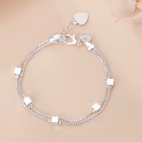 Fine 925 Sterling silver charm square chain bracelets for women casual fashion party wedding engagement Jewelry Christmas gifts