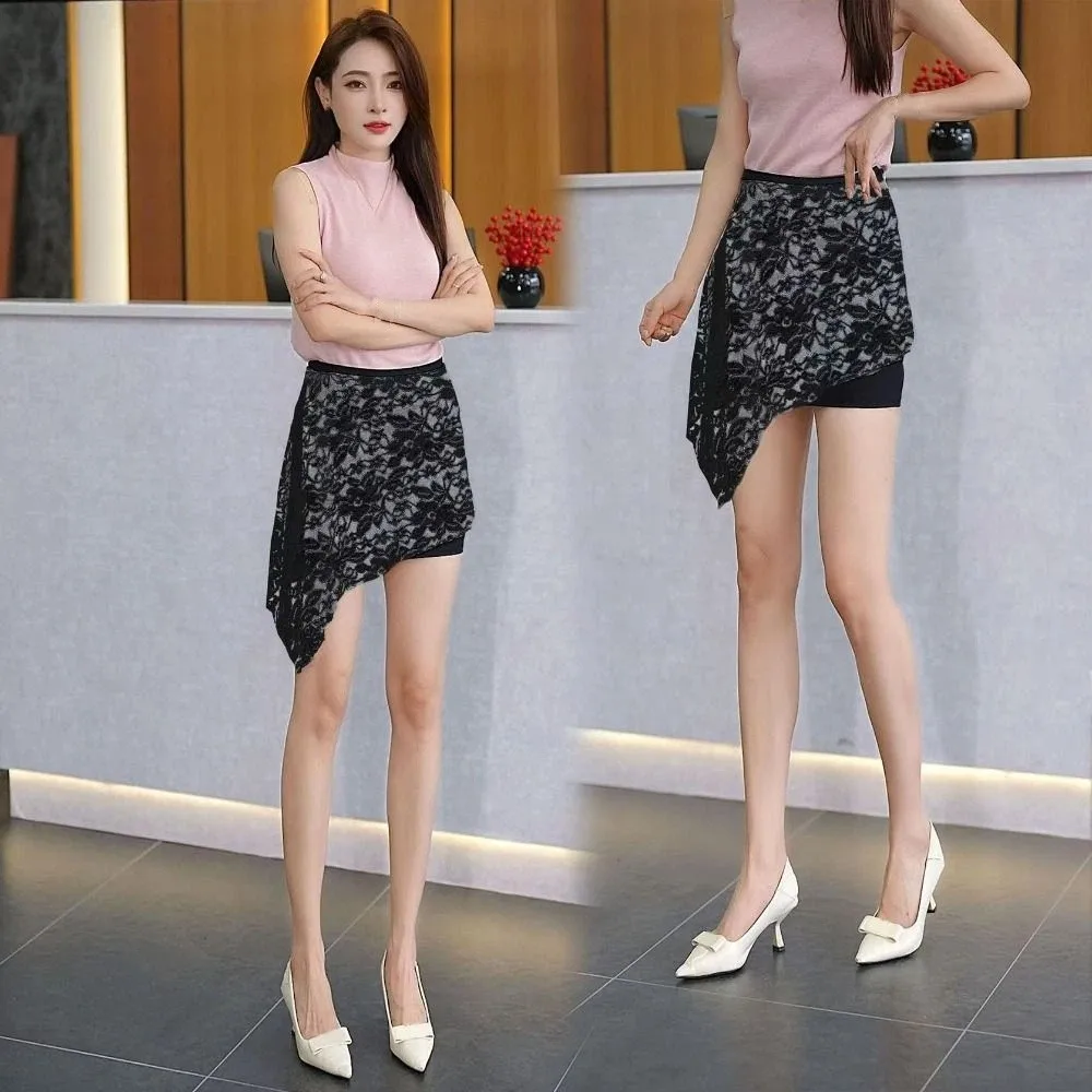 

Необычная кружевная нижняя юбка, антибликовая сетчатая нижняя юбка Cheongsam, платье-комбинация, свободная асимметричная защитная юбка, нижняя юбка, весна