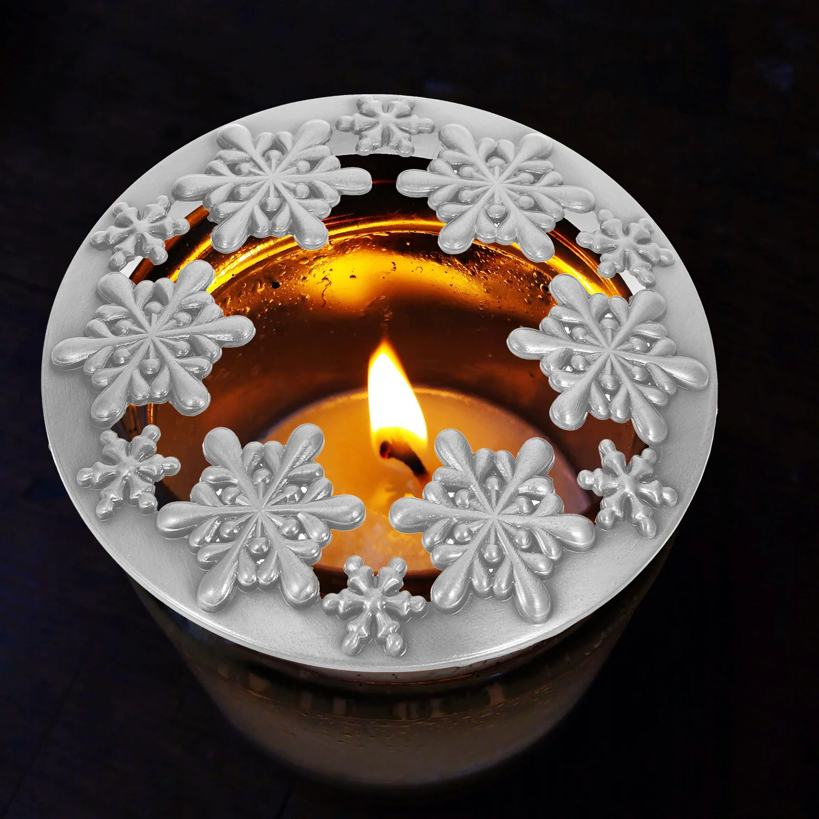 Snowflake Topper Smart Cover Tea Lights Candles Jar Candled Accessory Sleeve