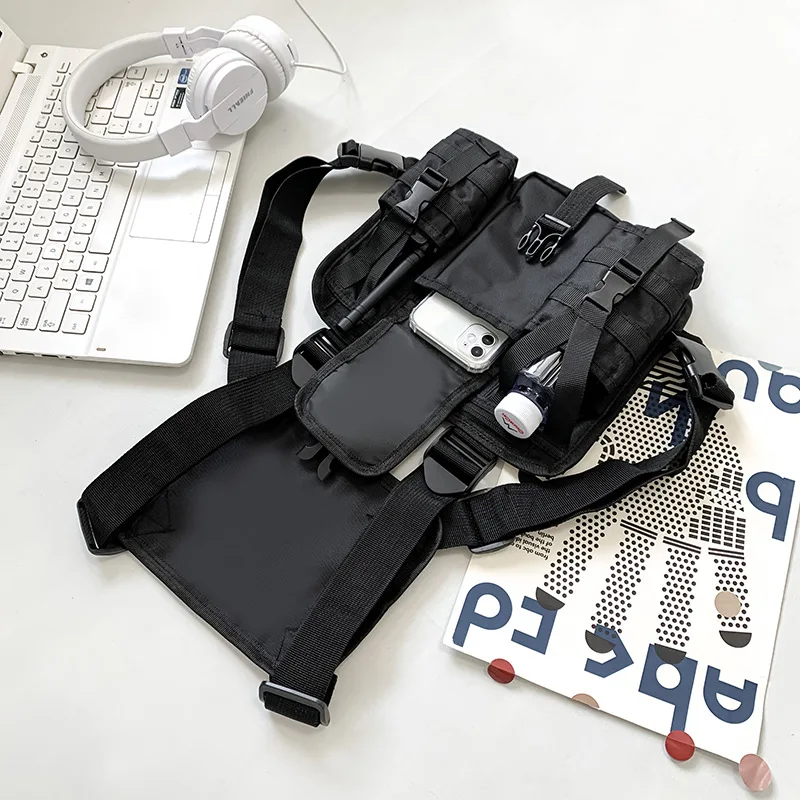 متعددة الوظائف الرياضة السفر الصدر حزمة للجنسين التكتيكية سترة الظهر الهيب هوب الشارع الشهير الرجال أكياس الصدر سعة كبيرة #2