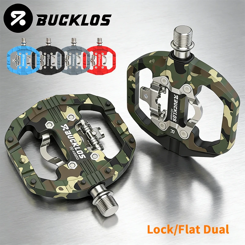 BUCKLOS Mountainbike-Clippedale für SPD Dual-Funktion Gravel MTB Fahrradpedale mit Cleats Fahrrad-Klickpedale 2-in-1