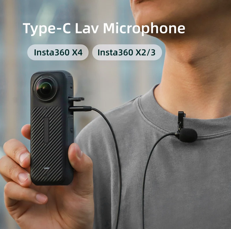 type-c microphone mic for Insta360 X4 One X2/X3 mic audio no need mic adapter action camera Accessory hifi sound noise reduction