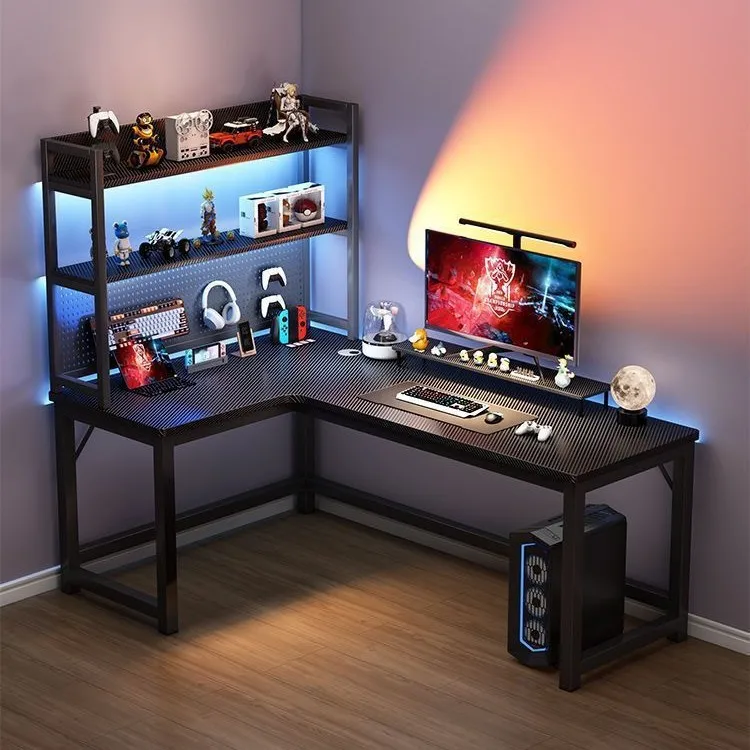 Corner computer desk e-sports double desktop home corner bookshelf combination bedroom