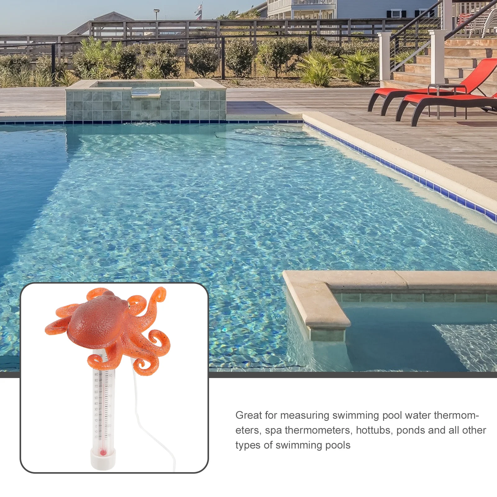

Space Saving Floating Octopus Thermometer For Pools Spas Hot Tubs Accurate Temperature Reading In Celsius Fahrenheit