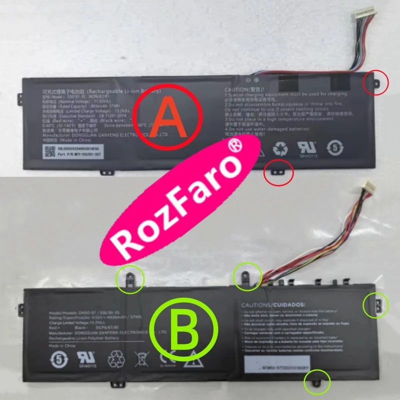 

RozFaro For H3C H3CBook Pro 14 iO08 iO29 iO32 iO53 556781-3S 556781-3S-1 Laptop Battery For Positivo DN50-45 DN50-57 DN50-70