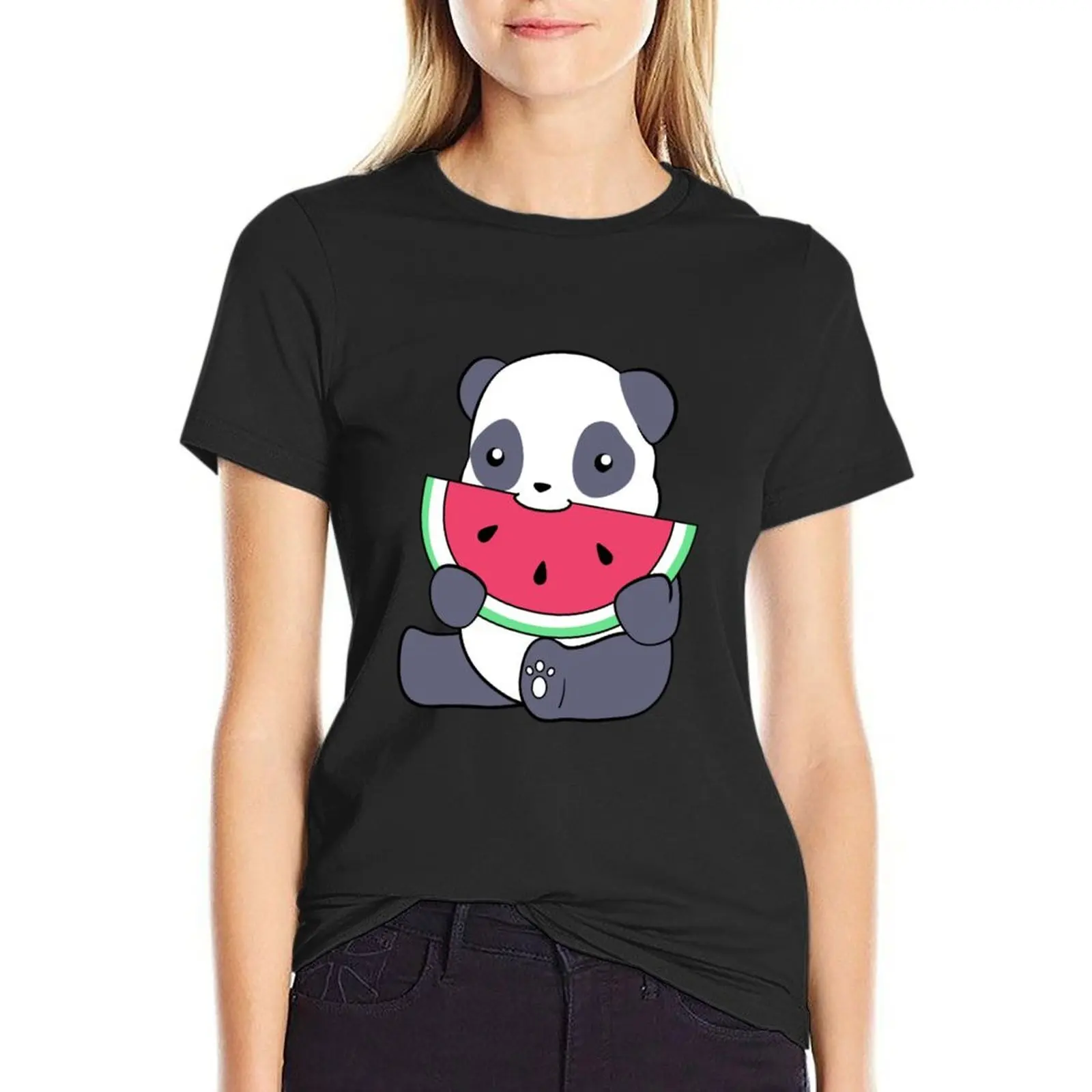 

WATERMELON PANDA T-Shirt lady clothes animal print shirt for girls shirts graphic tees white t-shirts for Women