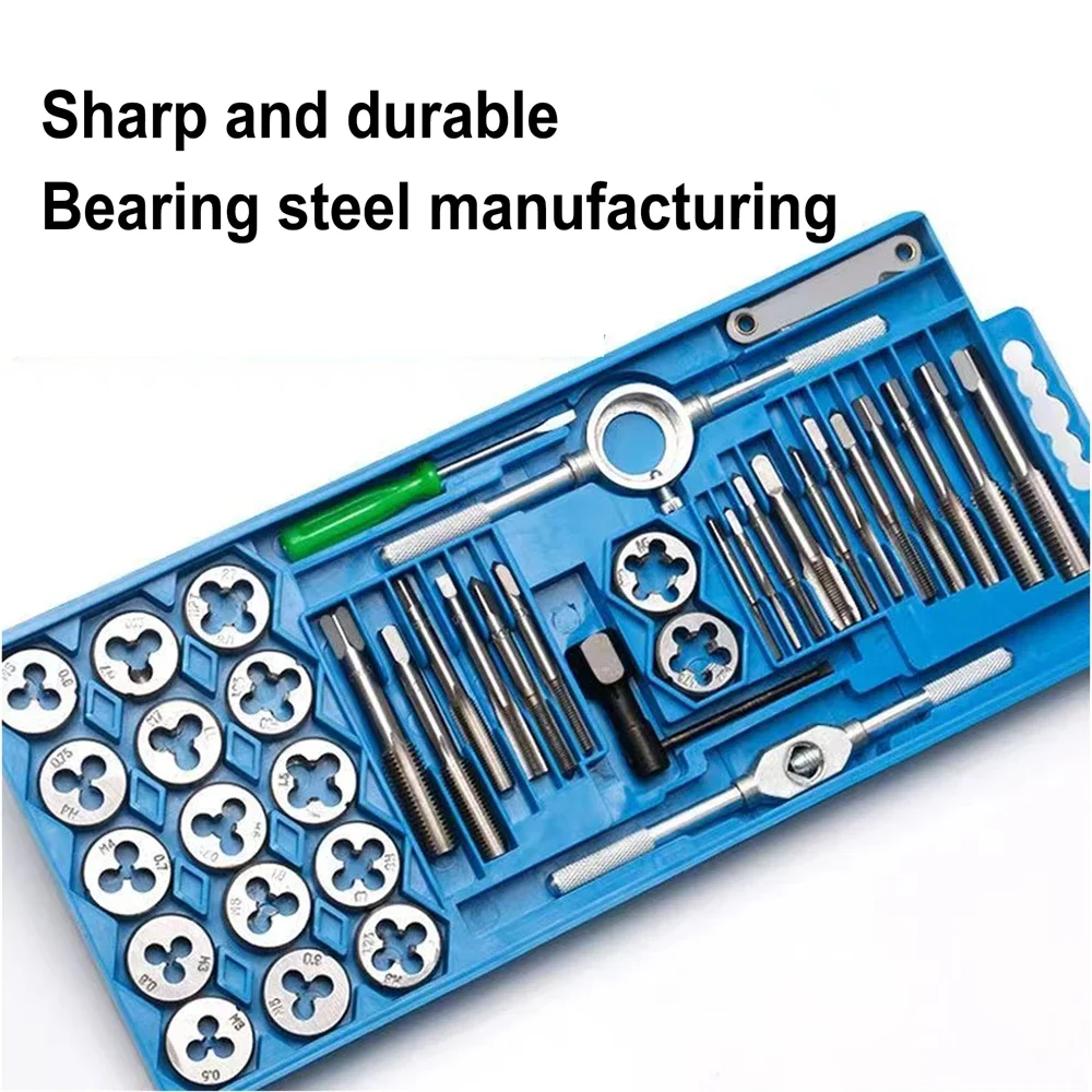 40 Pcs Metric Tap And Die Set Male Thread Tap Wrench Impact Head Metal Drill Bit Set For Metalworking Mechanical Workshop Tools