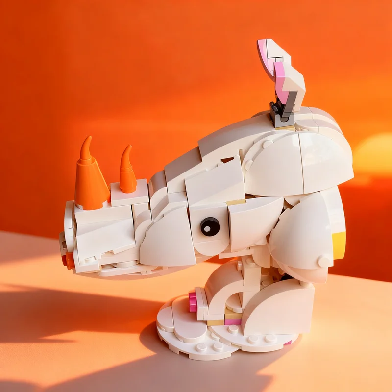 171pcs MOC Rhino Head Creator Creator 3-in-1 Model Building Blocks Architecture Toy Christmas Gift Birthday Craft Education