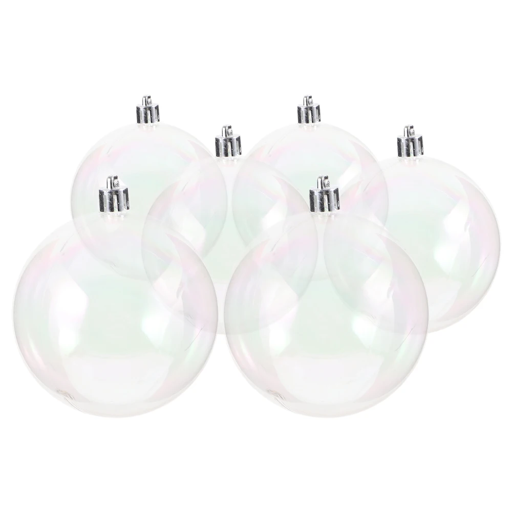 

6 Pcs Plastic Clear nament Balls Balls Clear Plastic naments Iridescent Design Christmas Tree Pendant Home Display