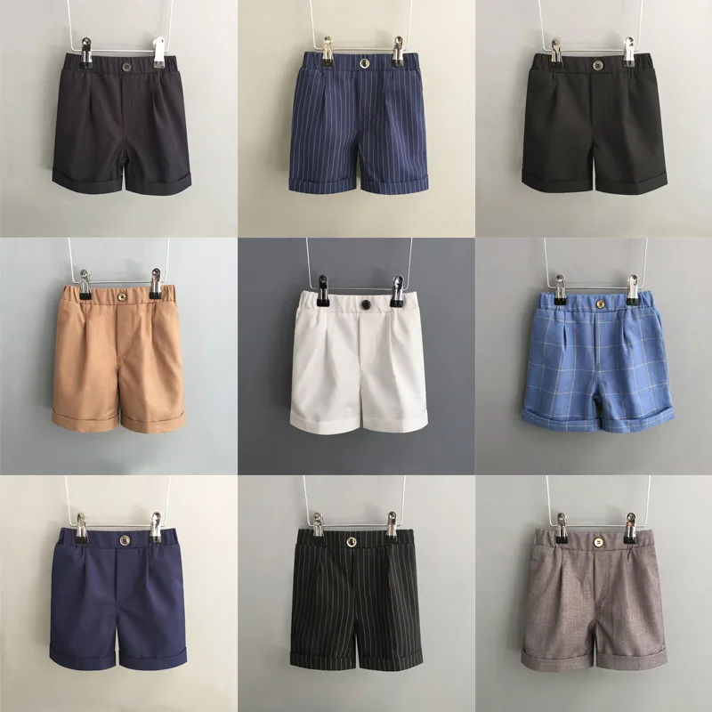 Boys Summer Suit Shorts Formal Dress Shorts For Kids Casual School Performance Short Pants Multi‑Color Age For 12M-13Y