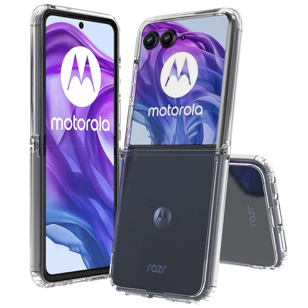 

Shockproof Slim Acrylic Clear Hard Case For Motorola Moto Razr 50 Ultra , Non-Yellowing Transparent TPU PC Phone Cover Funda