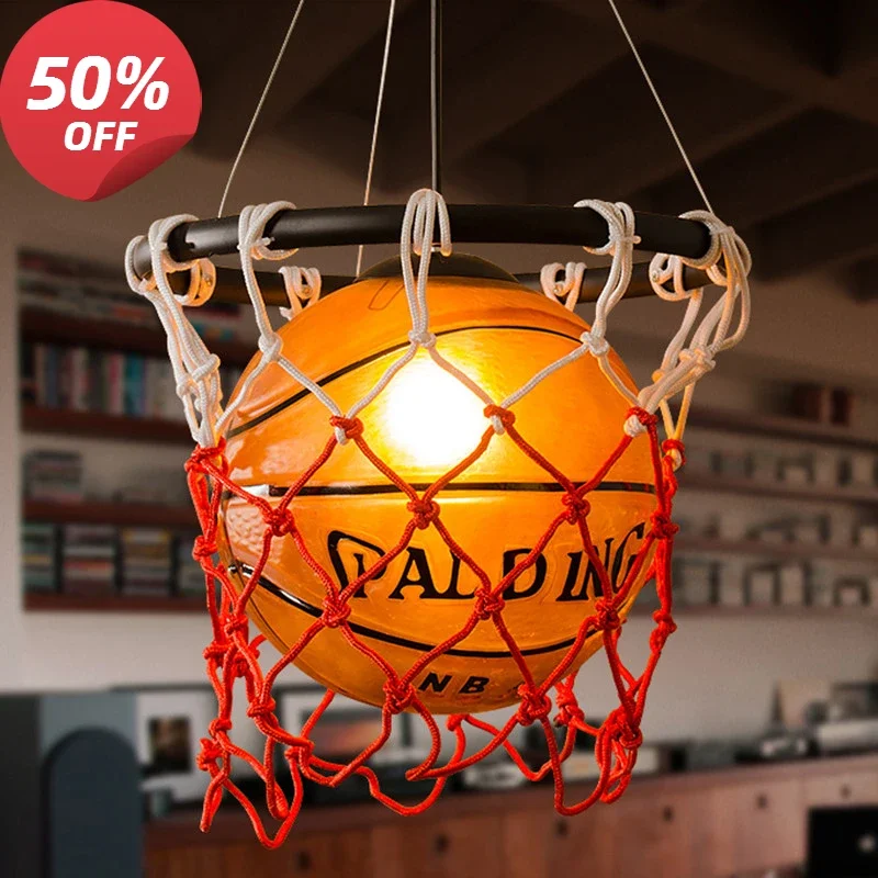 

American Retro Basketball Light Creative Restaurant Gym Store Sports Themed Clothing Store Decoration Pendant Light