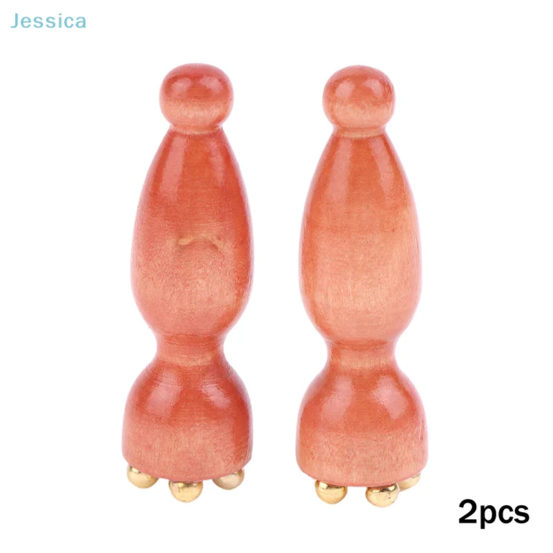 ♥2Pcs Lotus Seedpod Brass Beads & Rosewood Facial Gua Sha Tool Eye Relaxation Spot Meridians Acupoint Massage Handheld
